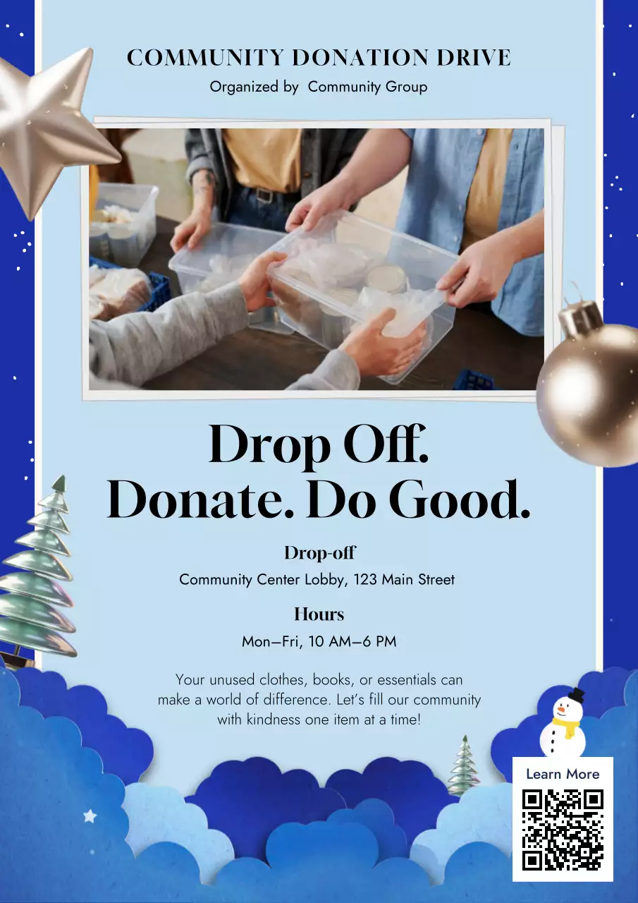 Navy Festive Donation Campaign Web Poster
