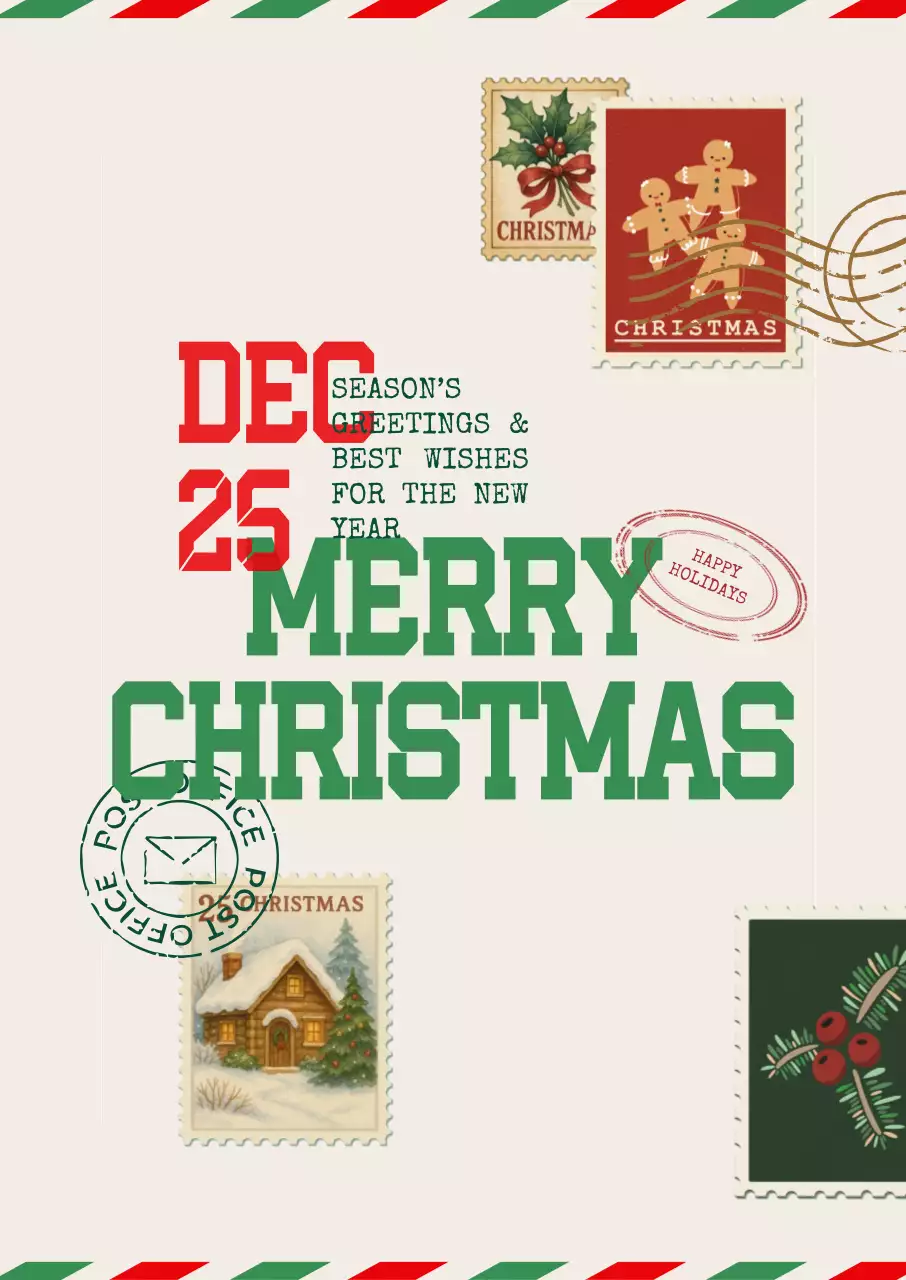 빨강 빈티지 크리스마스 엽서