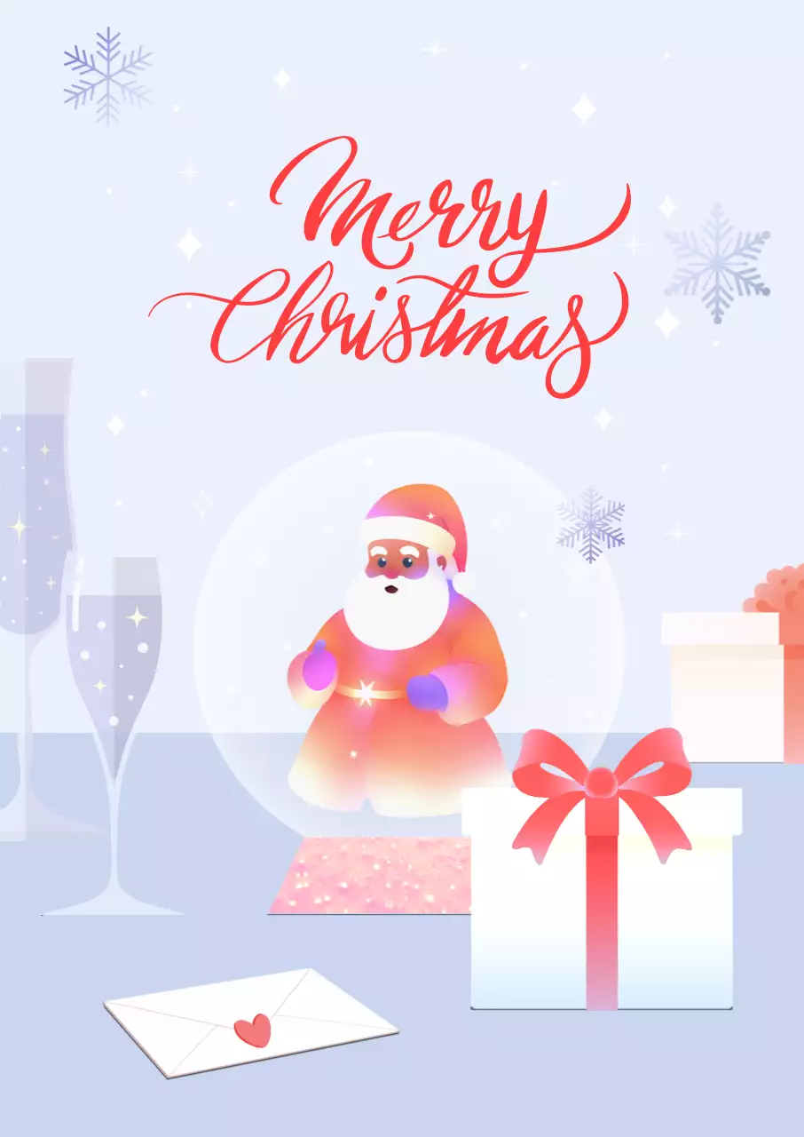 하늘색 아기자기한 크리스마스 카드