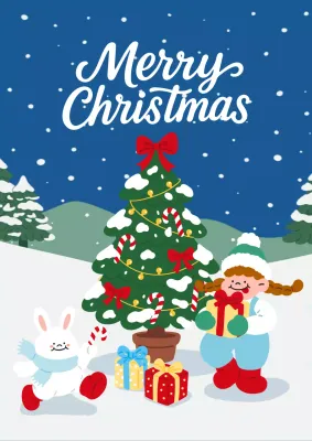 파랑 아기자기한 크리스마스 엽서
