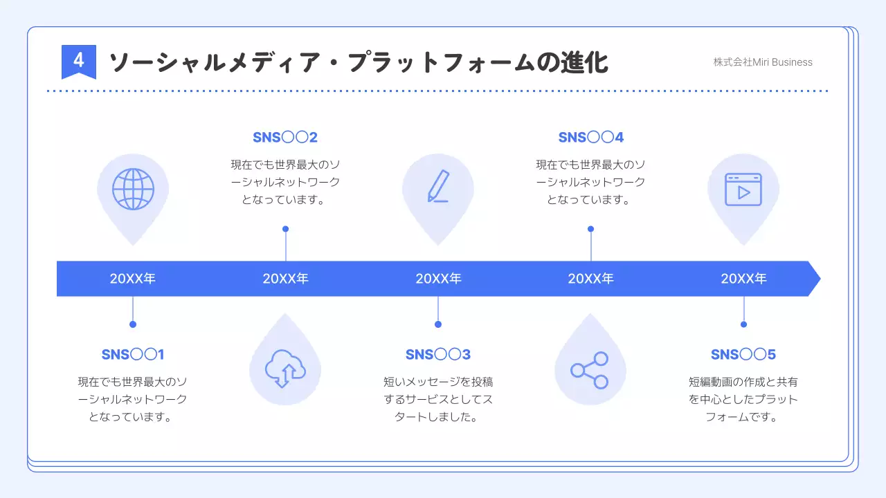青 シンプル マーケティング プレゼンテーション