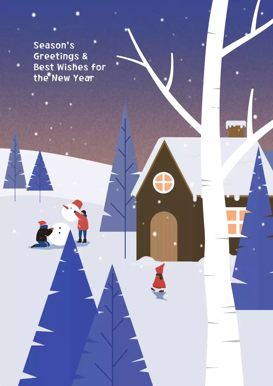 파랑 심플 겨울 엽서