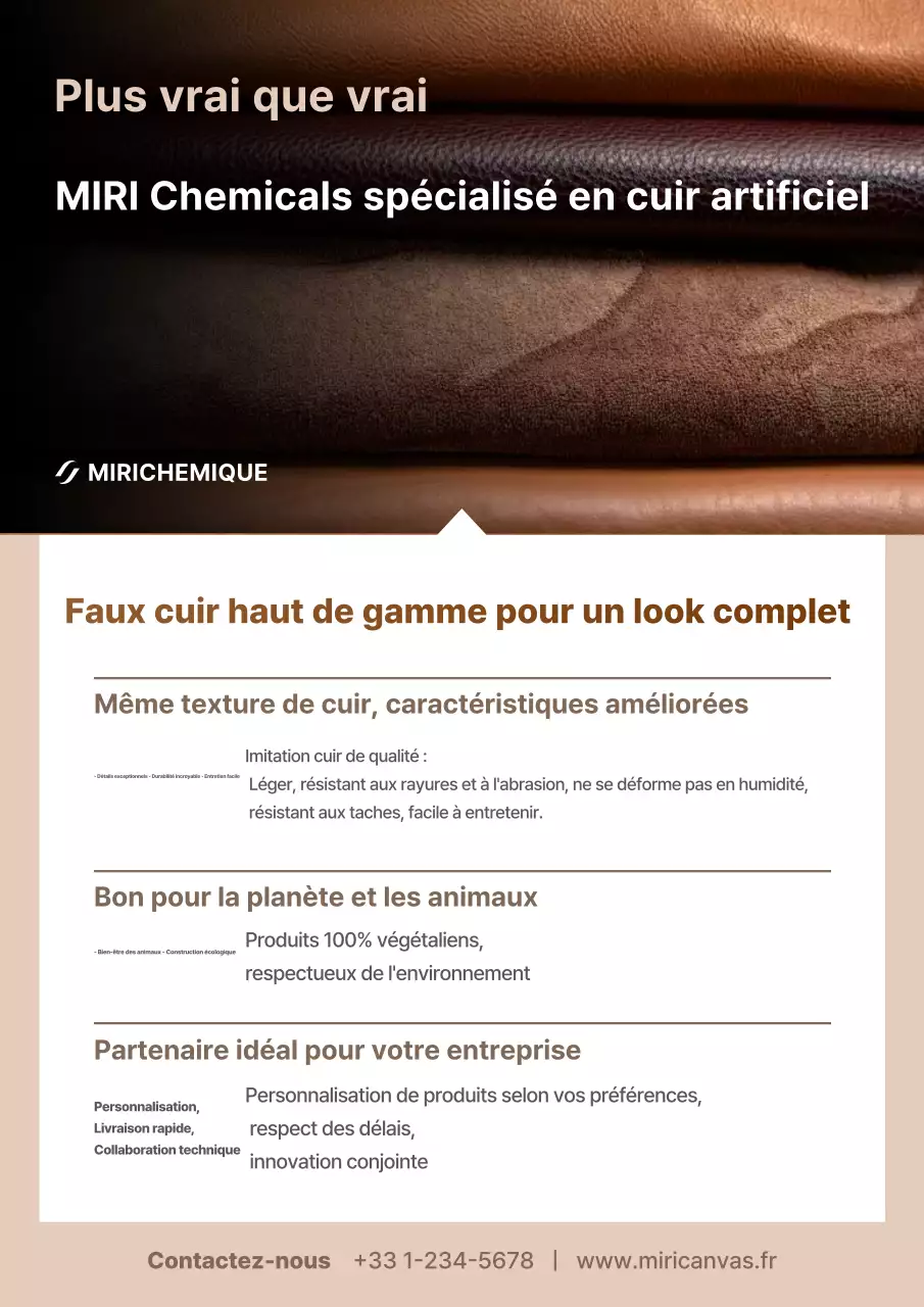 Publicité pour du similicuir marron moderne