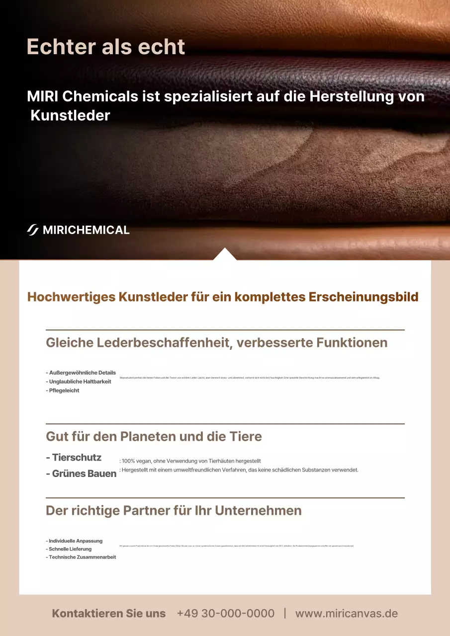 Werbung für modernes braunes Kunstleder