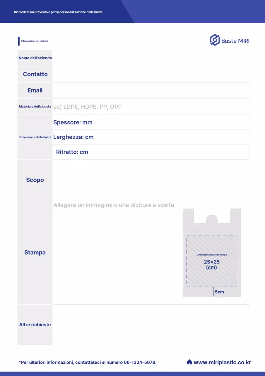 Guida alle richieste di produzione Blue Clean