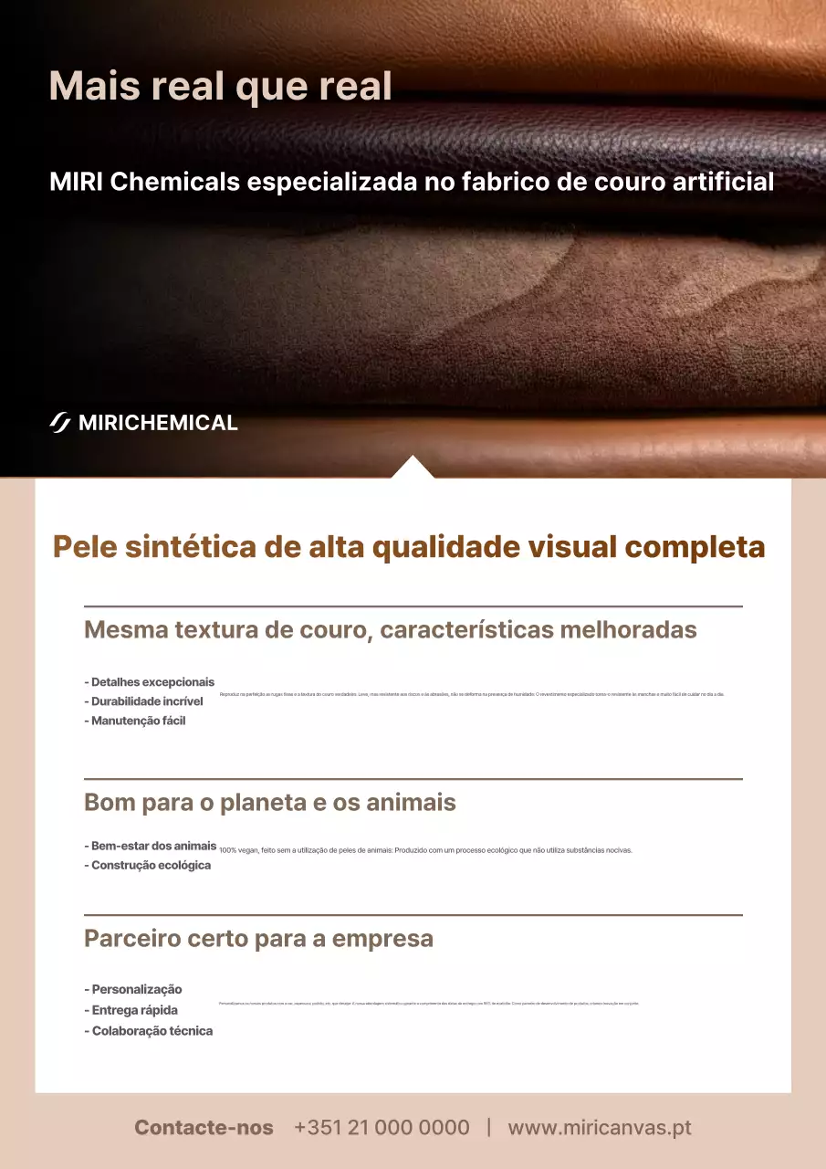 Anúncio em couro sintético marrom moderno