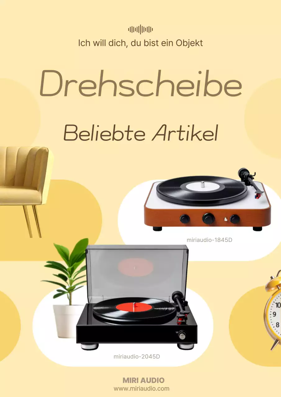 Gelbe Retro-Audio-Werbung