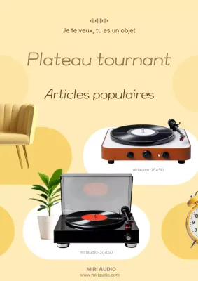Publicité audio rétro jaune