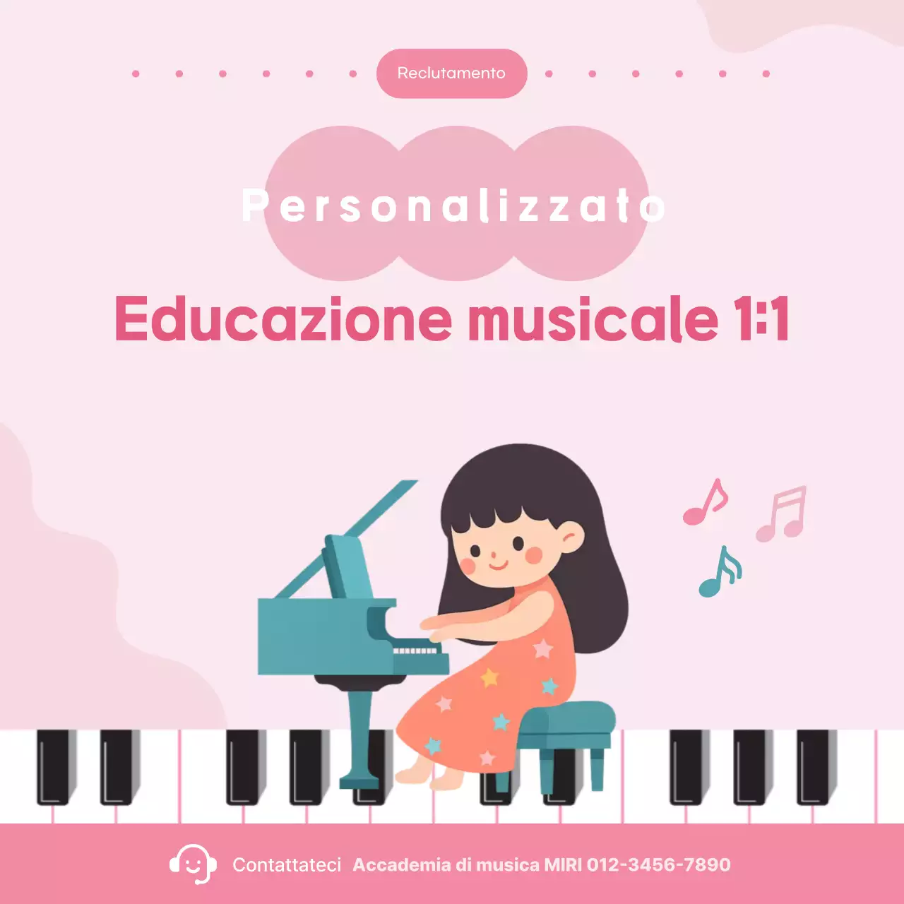 Una simpatica pubblicità rosa di un'accademia musicale