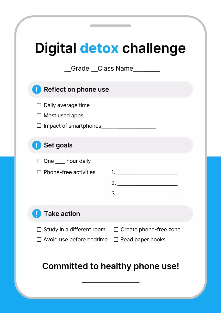 Buku Harian Tantangan Digital Biru Sederhana