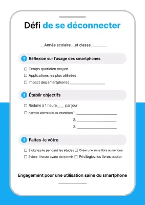 Journal de défi numérique simple bleu