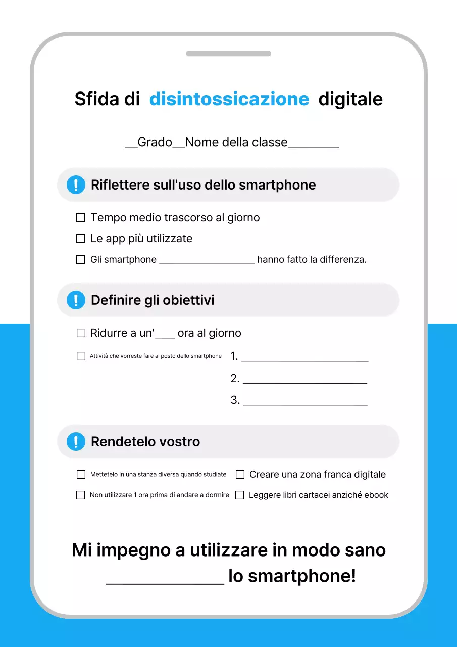 Diario digitale Blue Simple Challenge