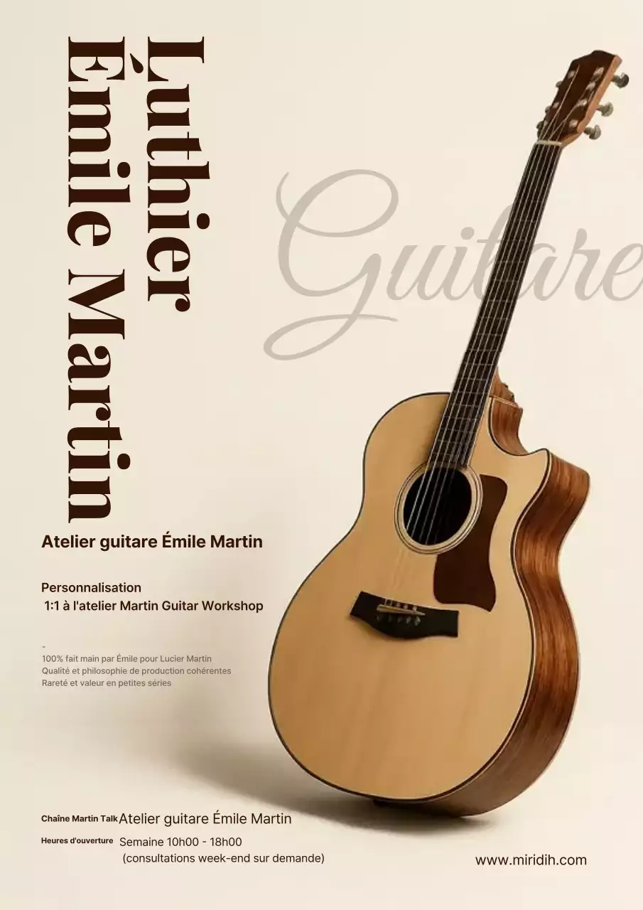 Publicité pour un instrument de musique moderne beige