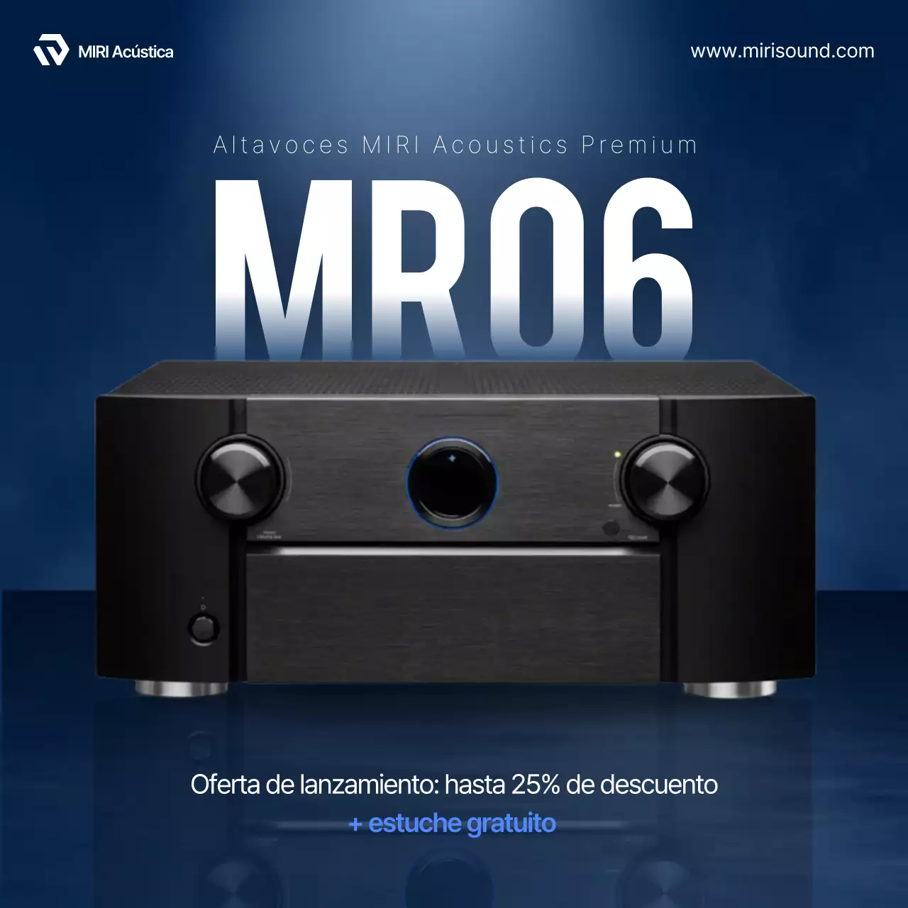 Anuncio de audio moderno azul