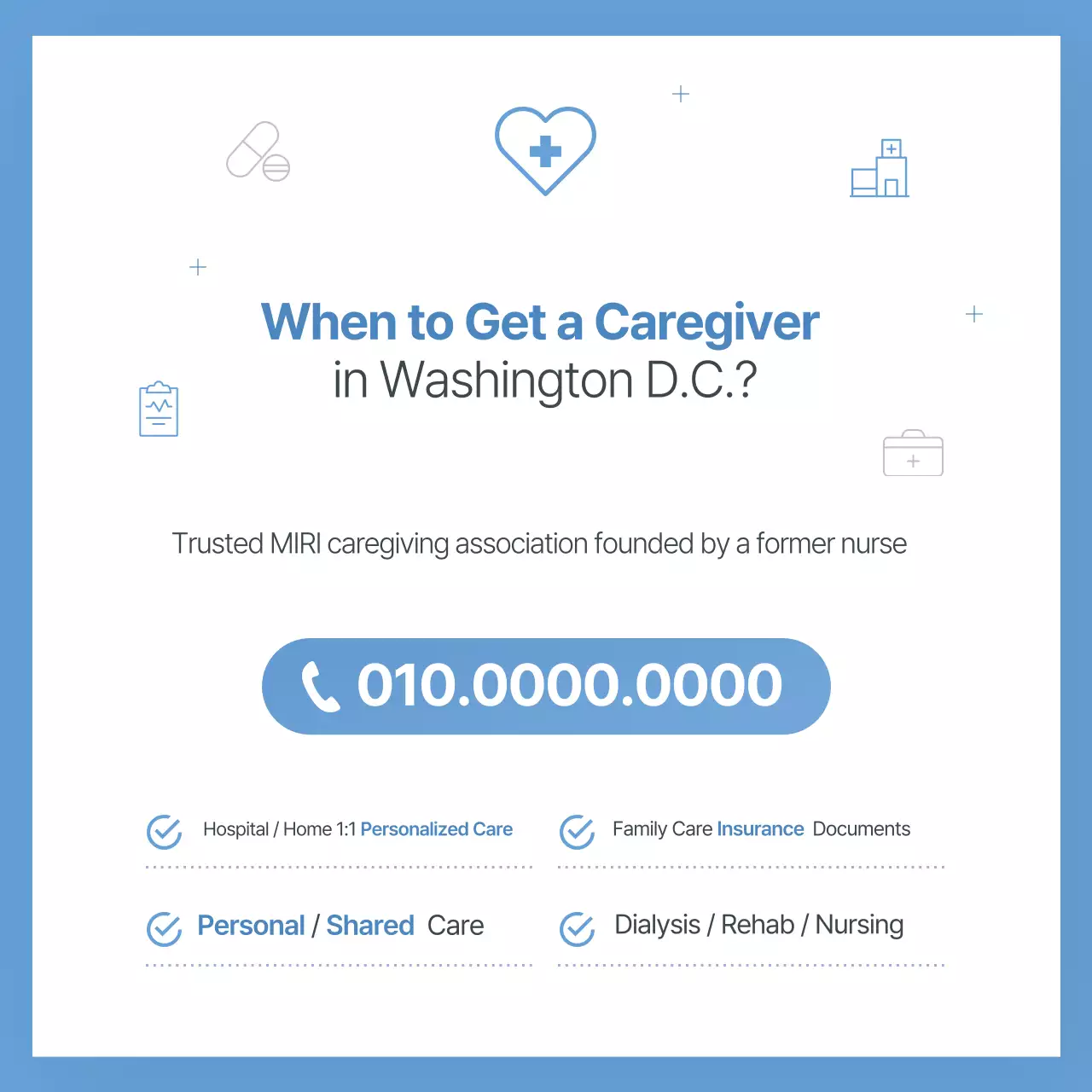 Simple, sky-blue nursing service promotion