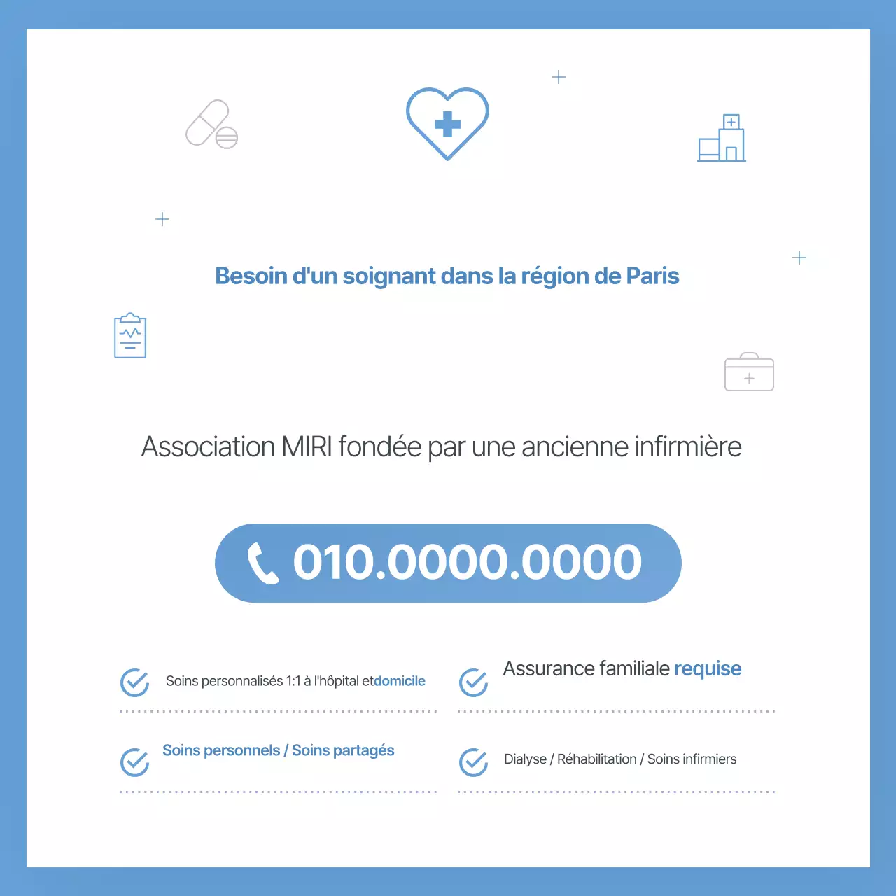 Promotion simple et bleu ciel pour les services infirmiers