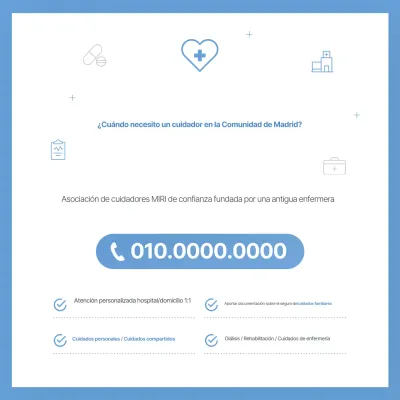 Promoción de servicios de enfermería sencilla y de color azul cielo