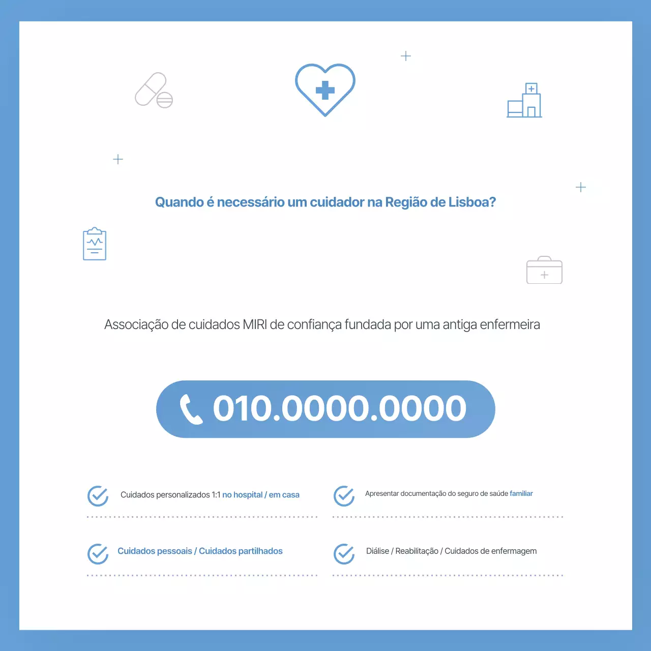 Promoção simples de serviços de enfermagem em azul celeste