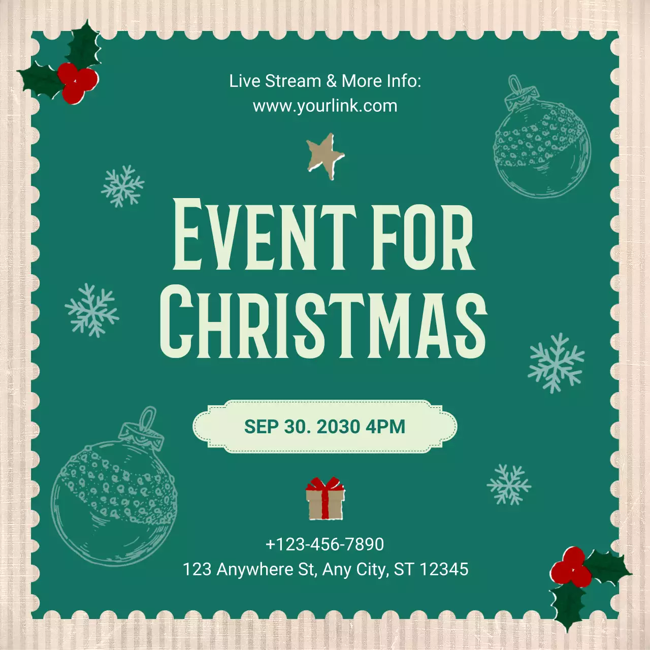 Green Vintage Christmas Event Advertisement