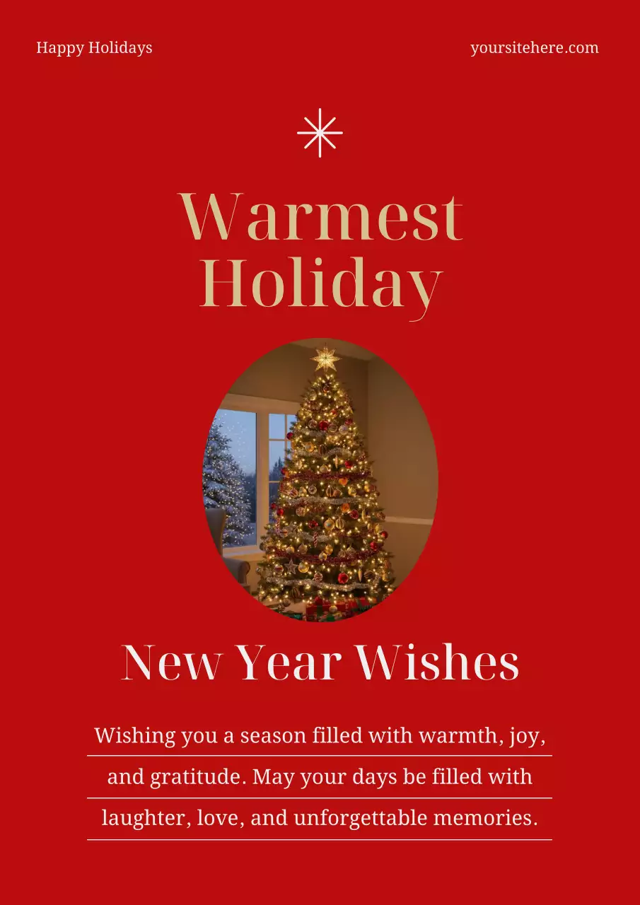 Red Classic Holiday Greetings Card Poster