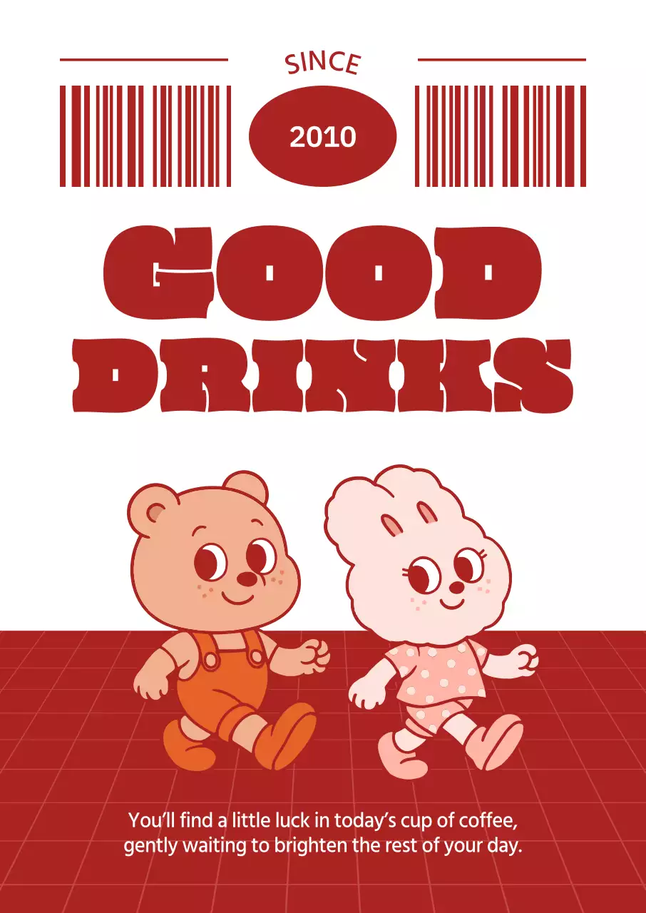 빨강 레트로 음료 광고