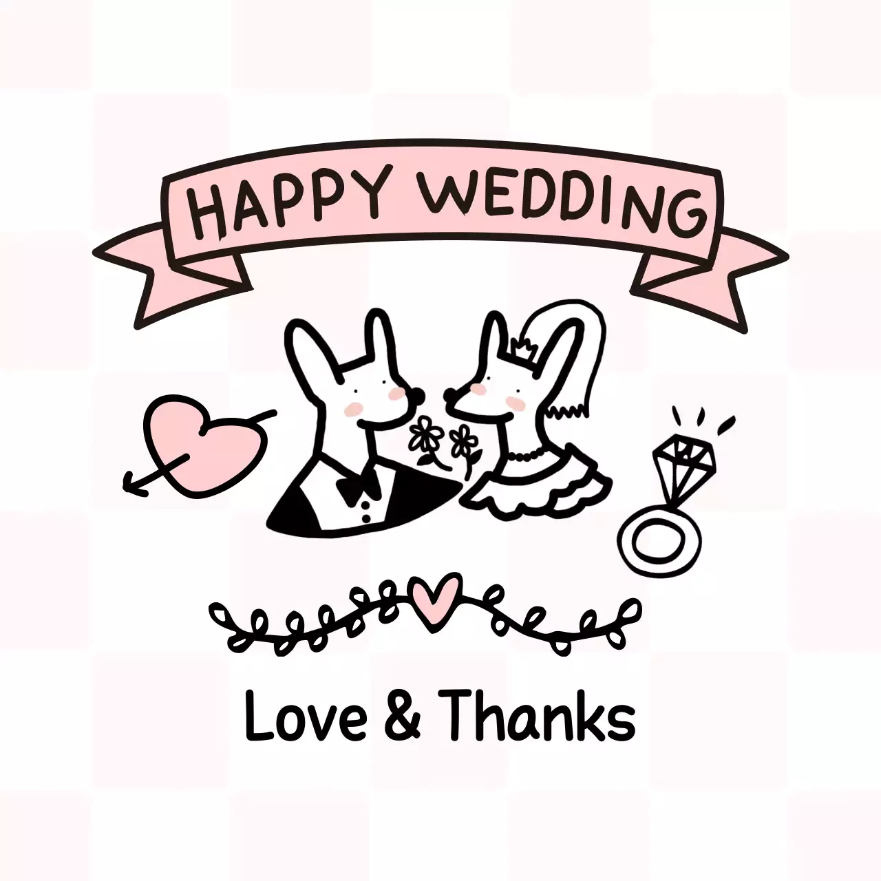 핑크 아기자기한 결혼 초대장