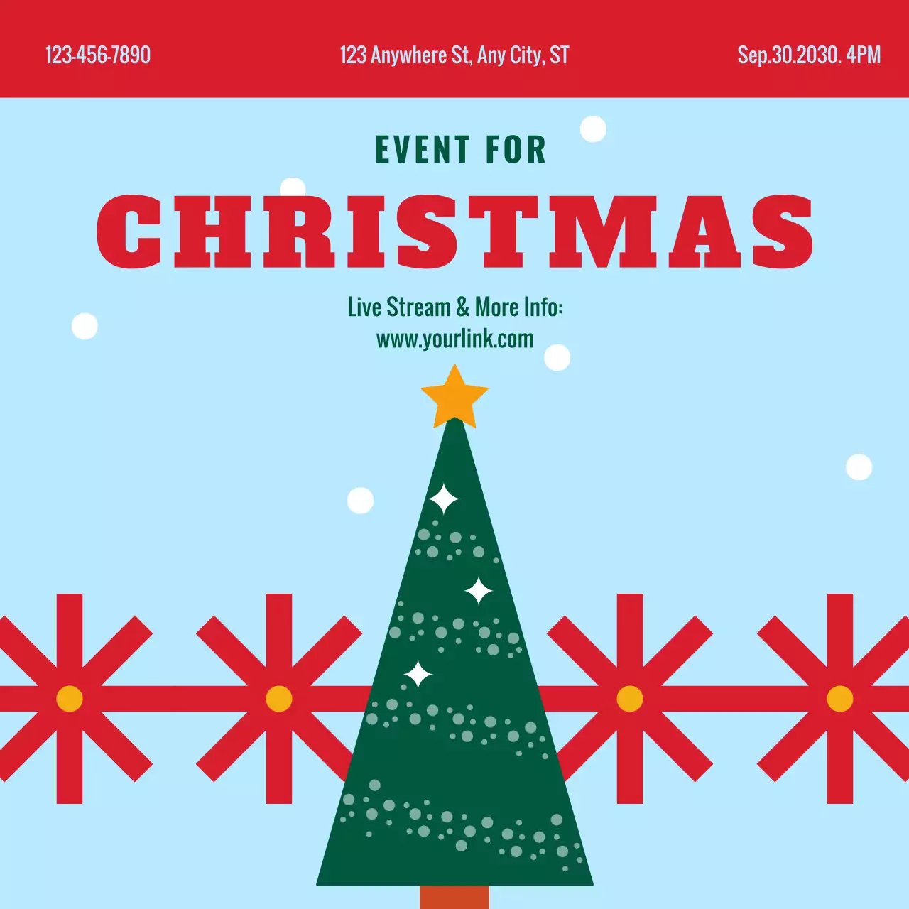 Blue and Red Flat Illustration Christmas Event Announcement