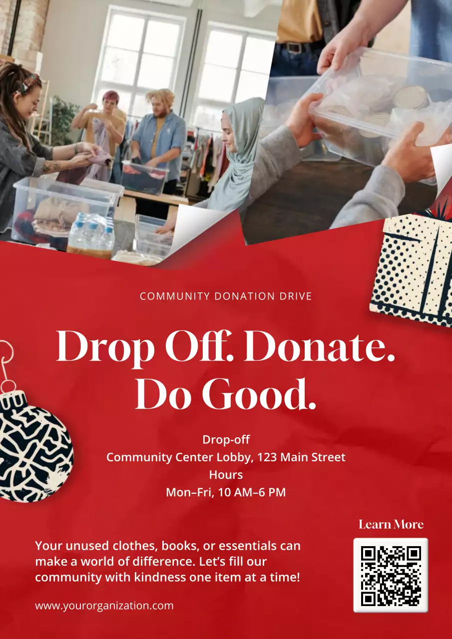 Red Festive Donation Campaign Web Poster