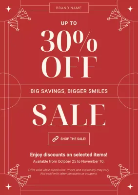 Red and White Minimalist Christmas Sale Poster