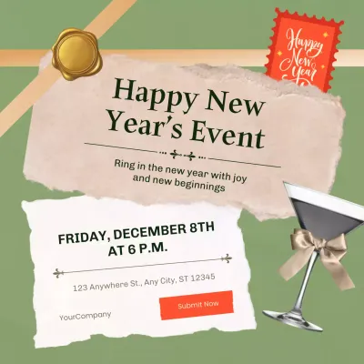 Green and Gold Modern Minimal New Year's Event Social Media Square