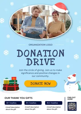Blue Festive Donation Announcement Poster