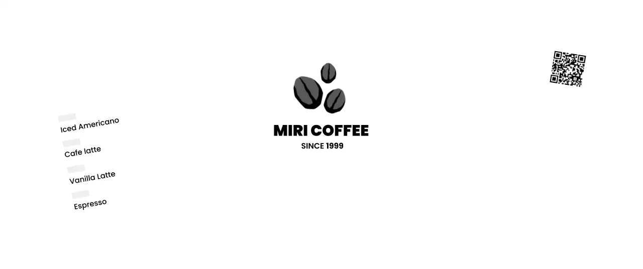 黒 シンプル コーヒー メニュー キューアールとチェック