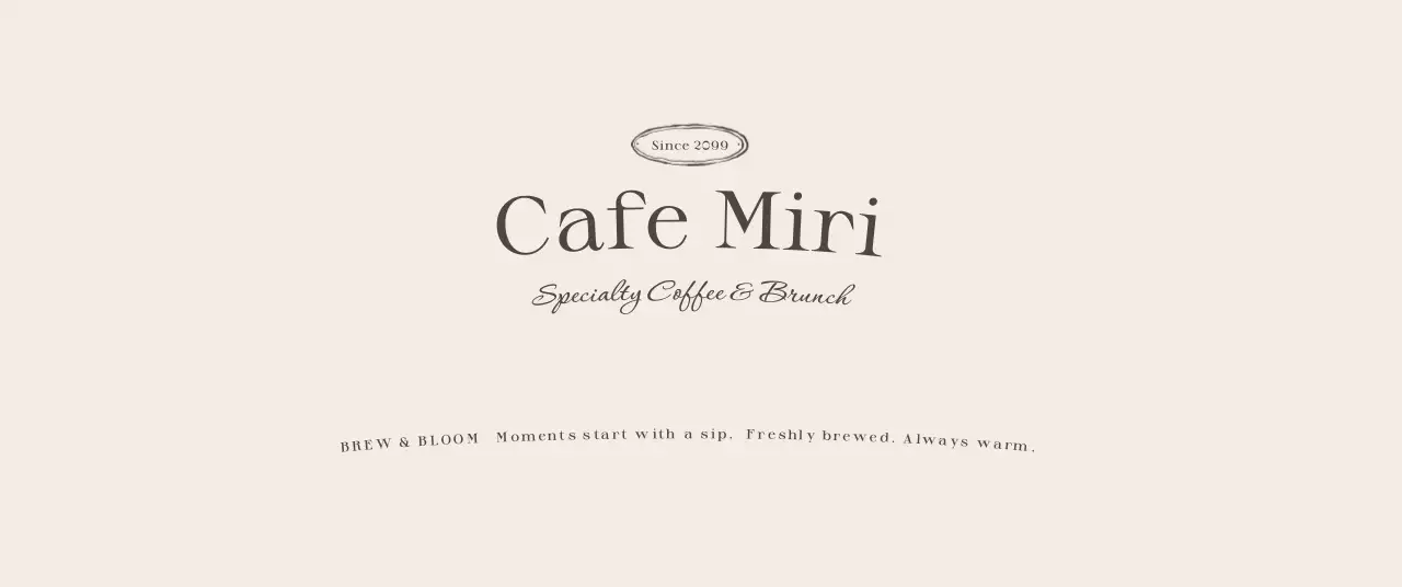 アイボリー シンプル カフェ ロゴ 感性テキスト