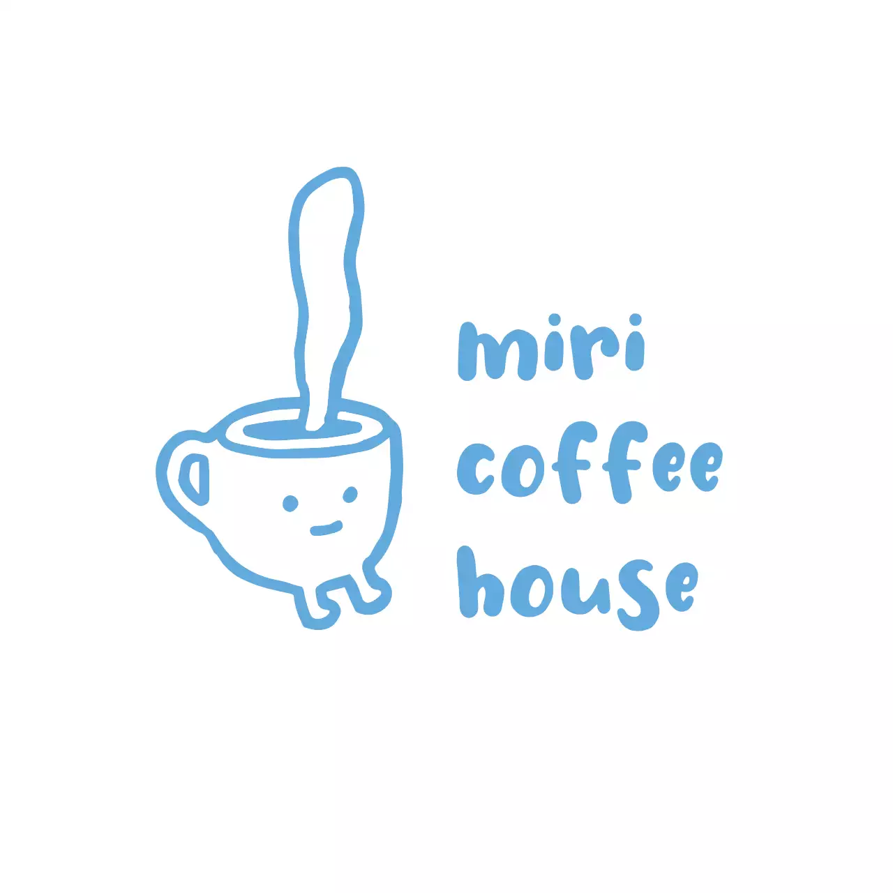 青 シンプル カフェ ロゴ イラストロゴ