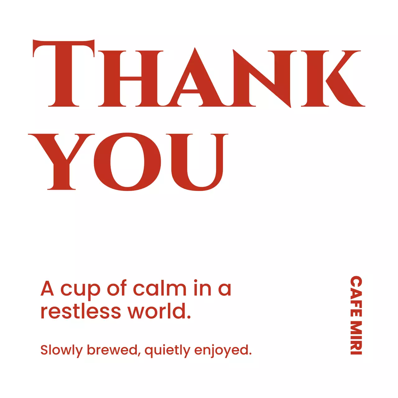 赤 シンプル カフェ カード ンキュー