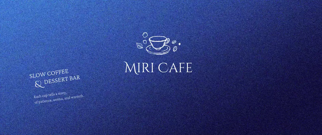 青 シンプル カフェ ロゴ ロゴテキスト