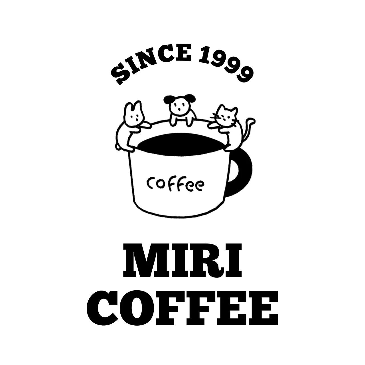 白黒 シンプル コーヒー ロゴ イラストロゴ