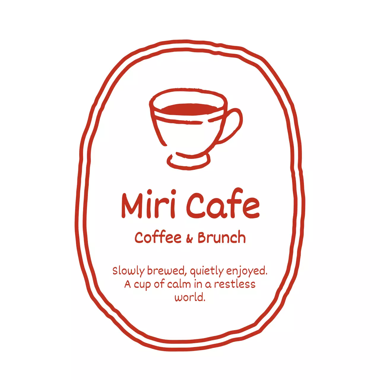 赤 シンプル カフェ ロゴ シンボルロゴ