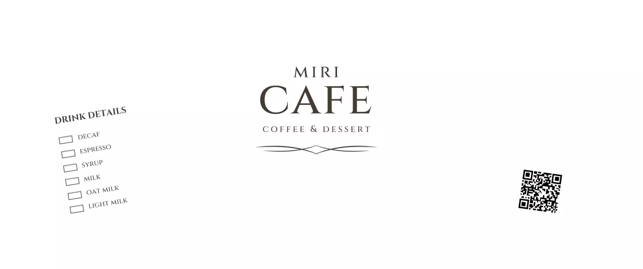 茶色 シンプル カフェ ロゴ キューアールとチェック