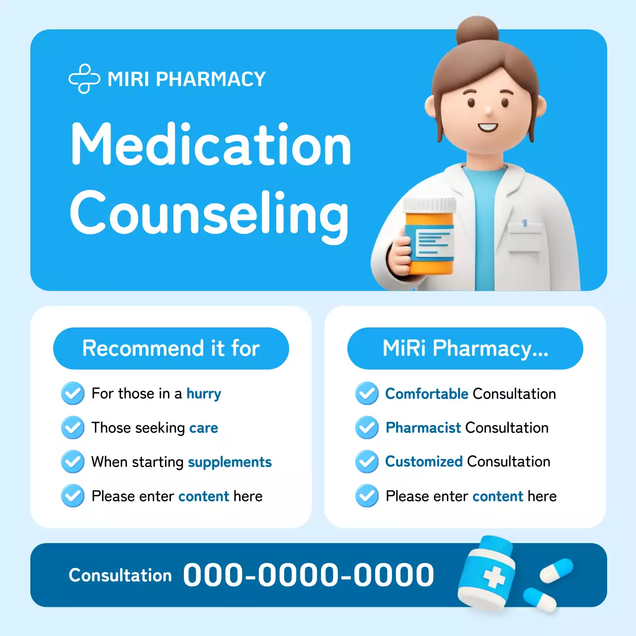 iklan apotek modern berwarna biru