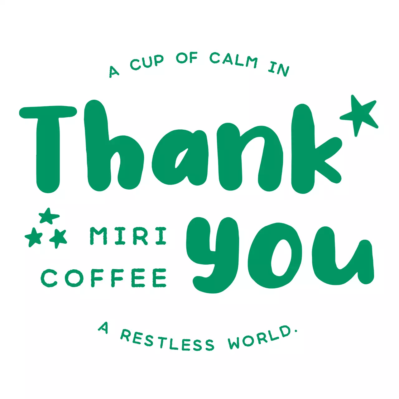 緑 シンプル コーヒー ロゴ サンキュー