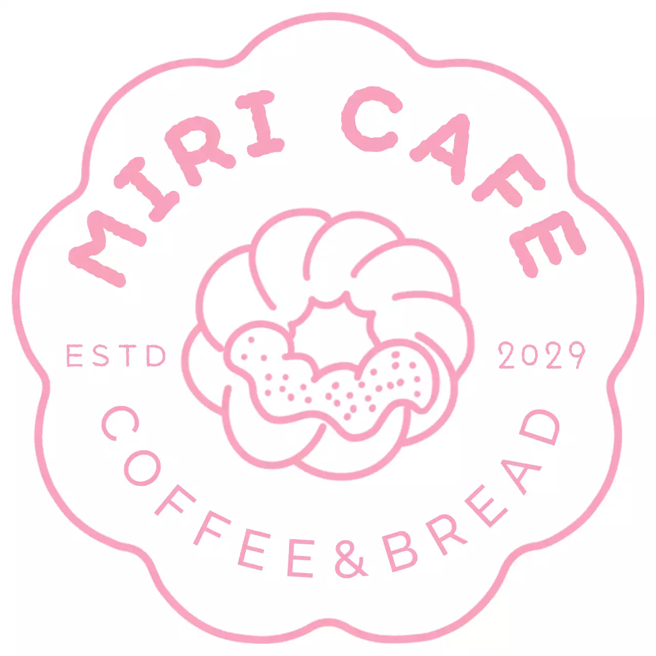 ピンク かわいい カフェ ロゴ シンボルロゴ