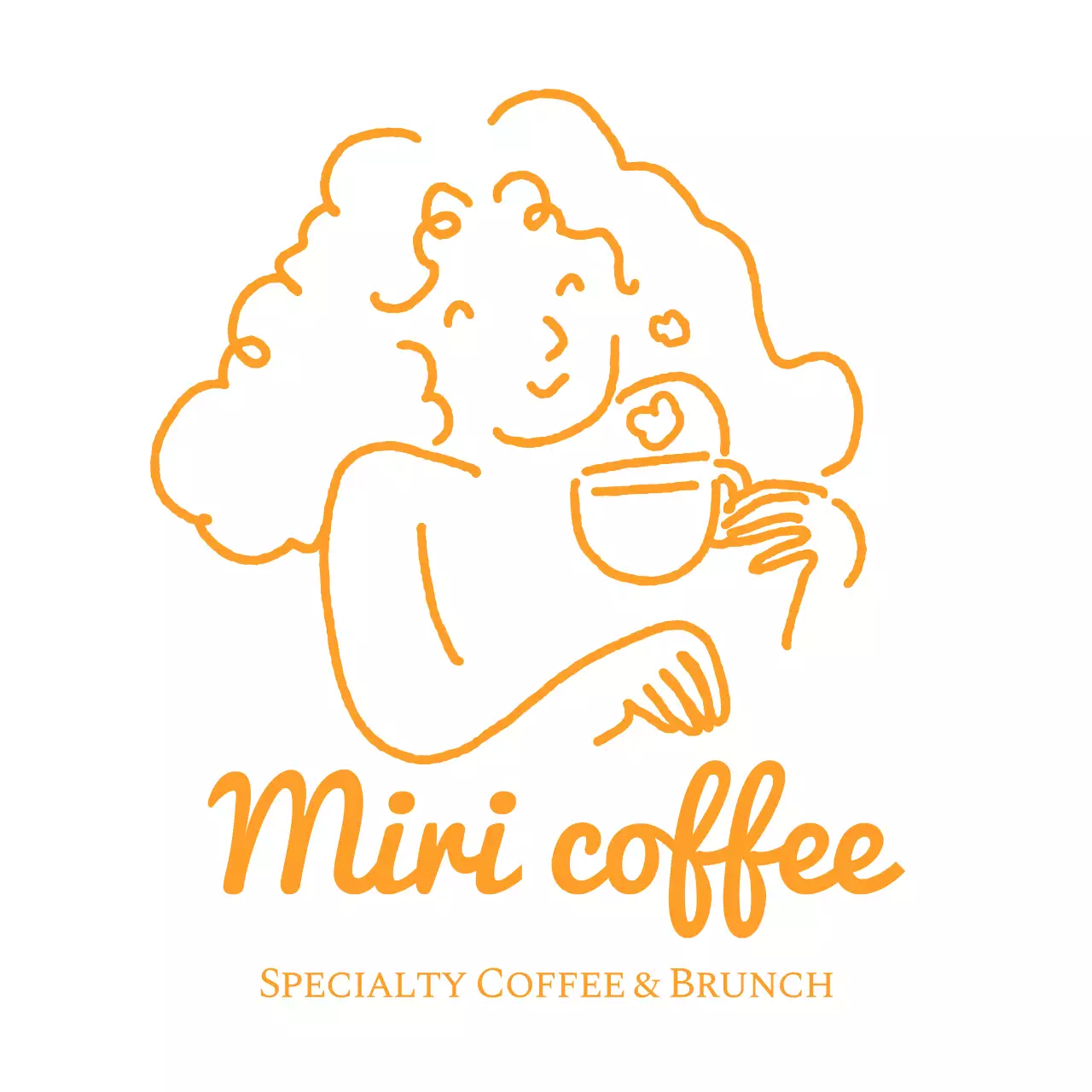 オレンジ シンプル コーヒー イラストロゴ