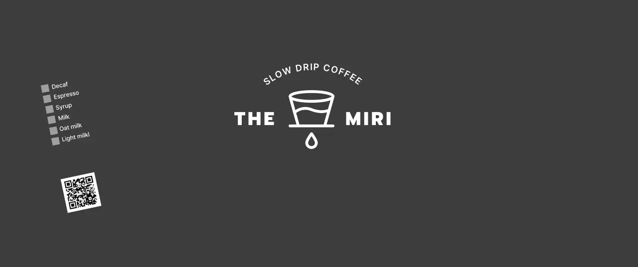 黒 モダン コーヒー メニュー キューアールとチェック