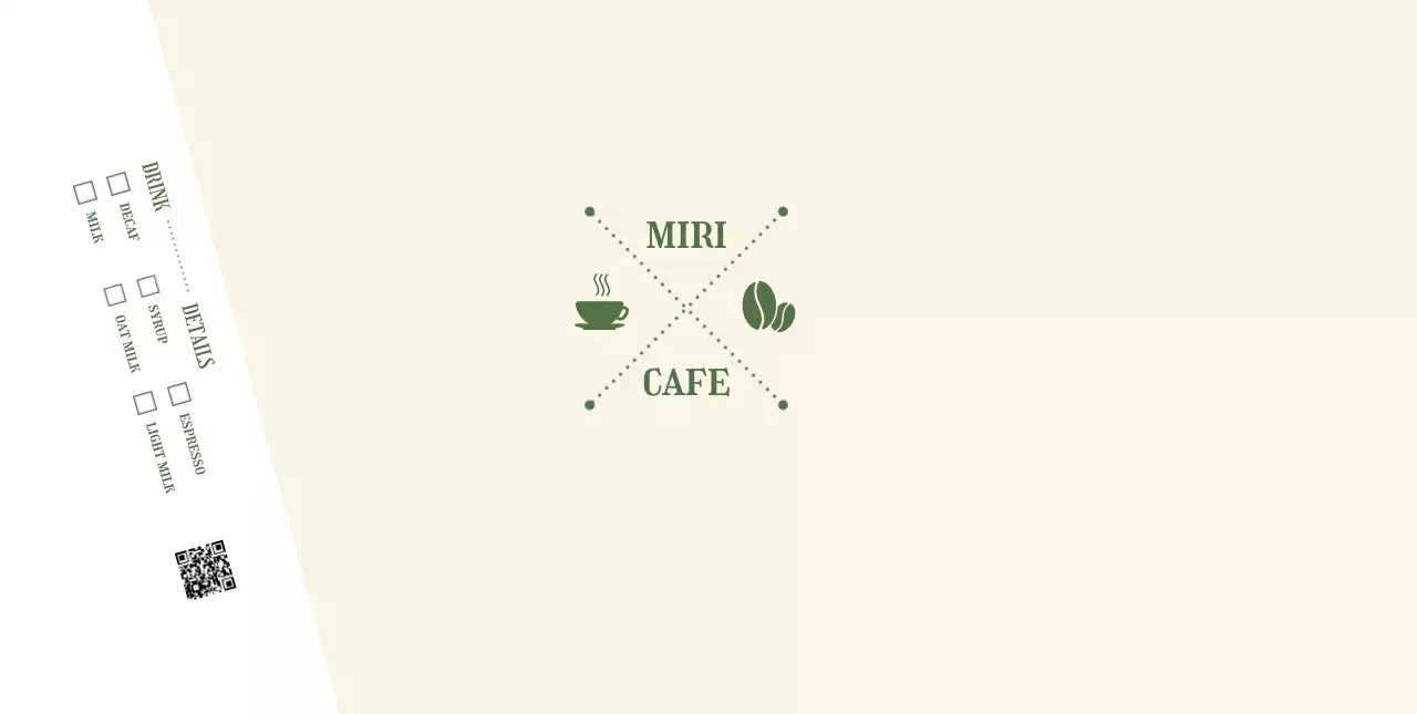 アイボリー シンプル カフェ ロゴ キューアールとチェック