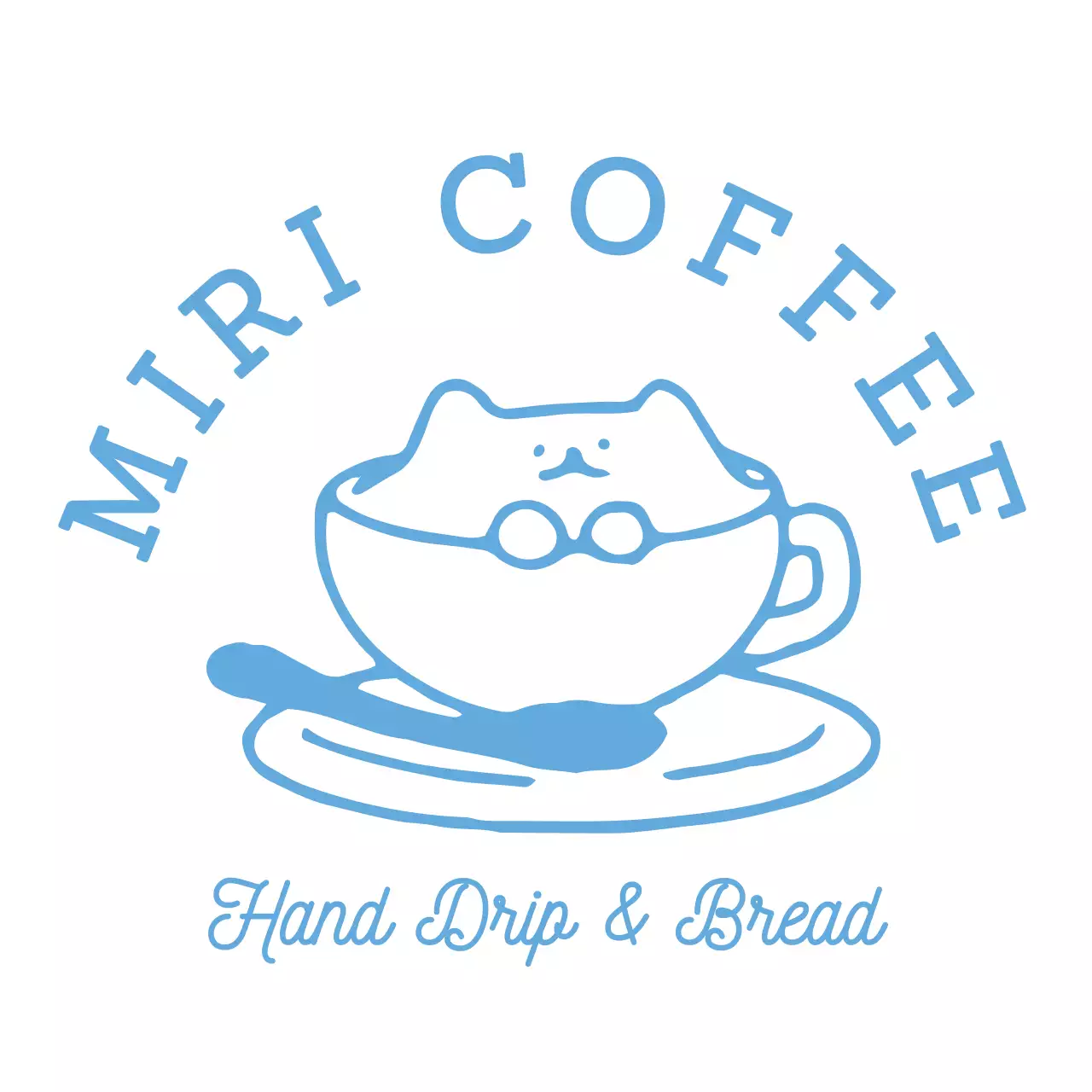 青 シンプル カフェ ロゴ イラストロゴ
