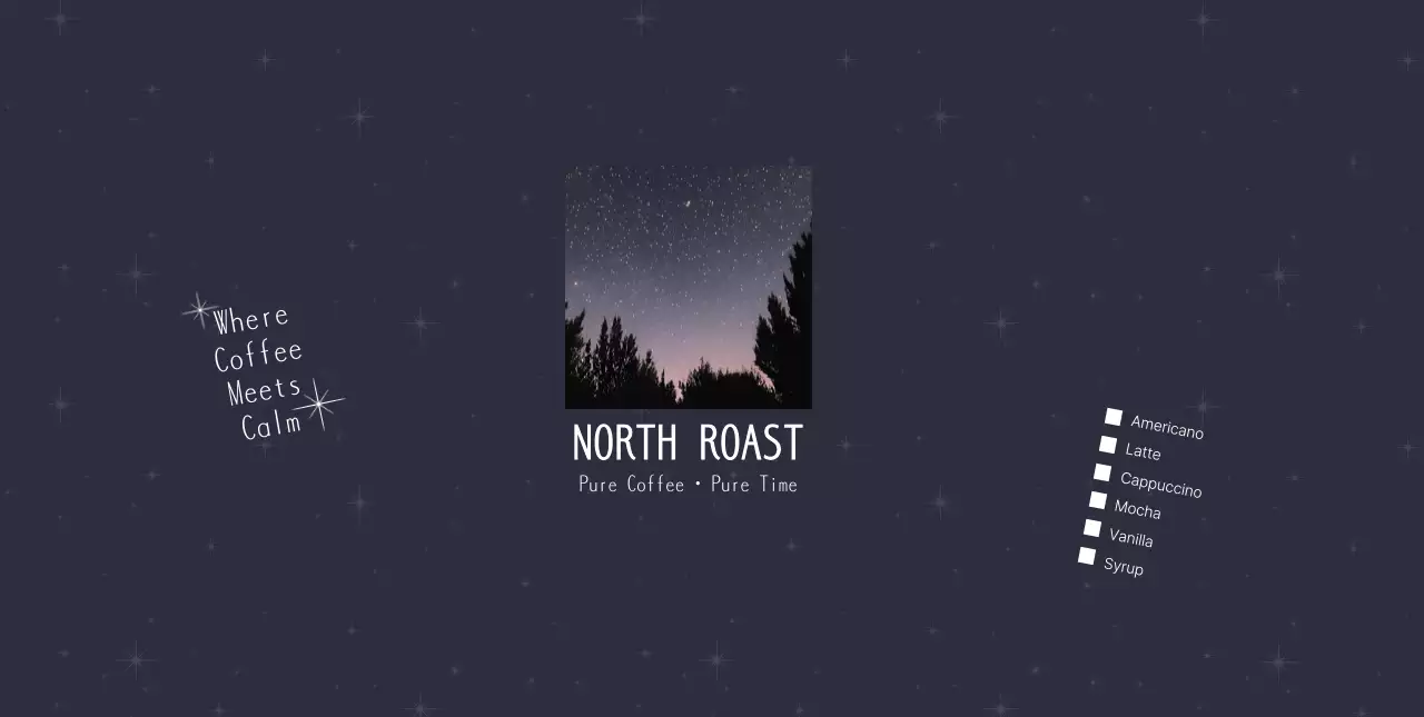 남색 미니멀 커피 메뉴판 광고