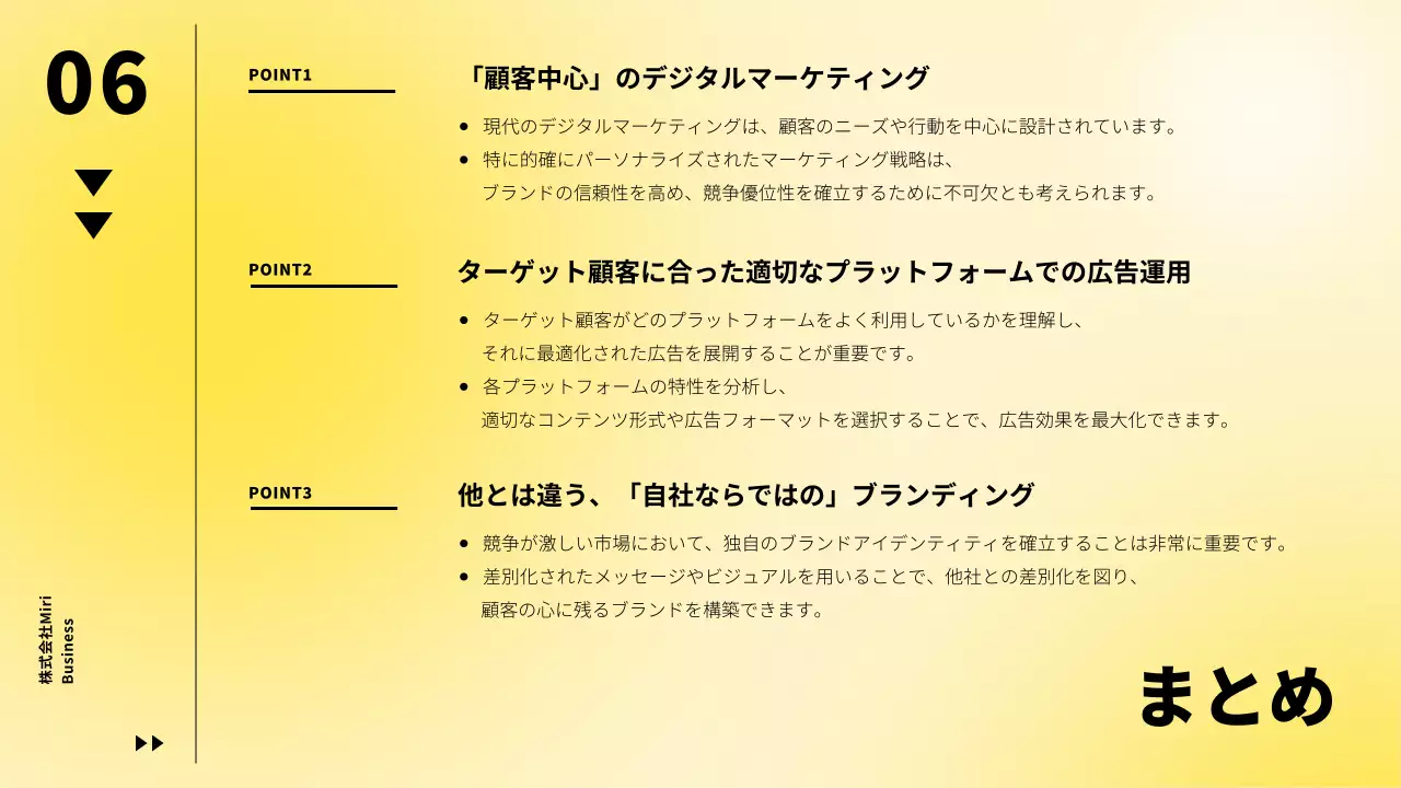 黄色のマーケティングセミナープレゼンテーション