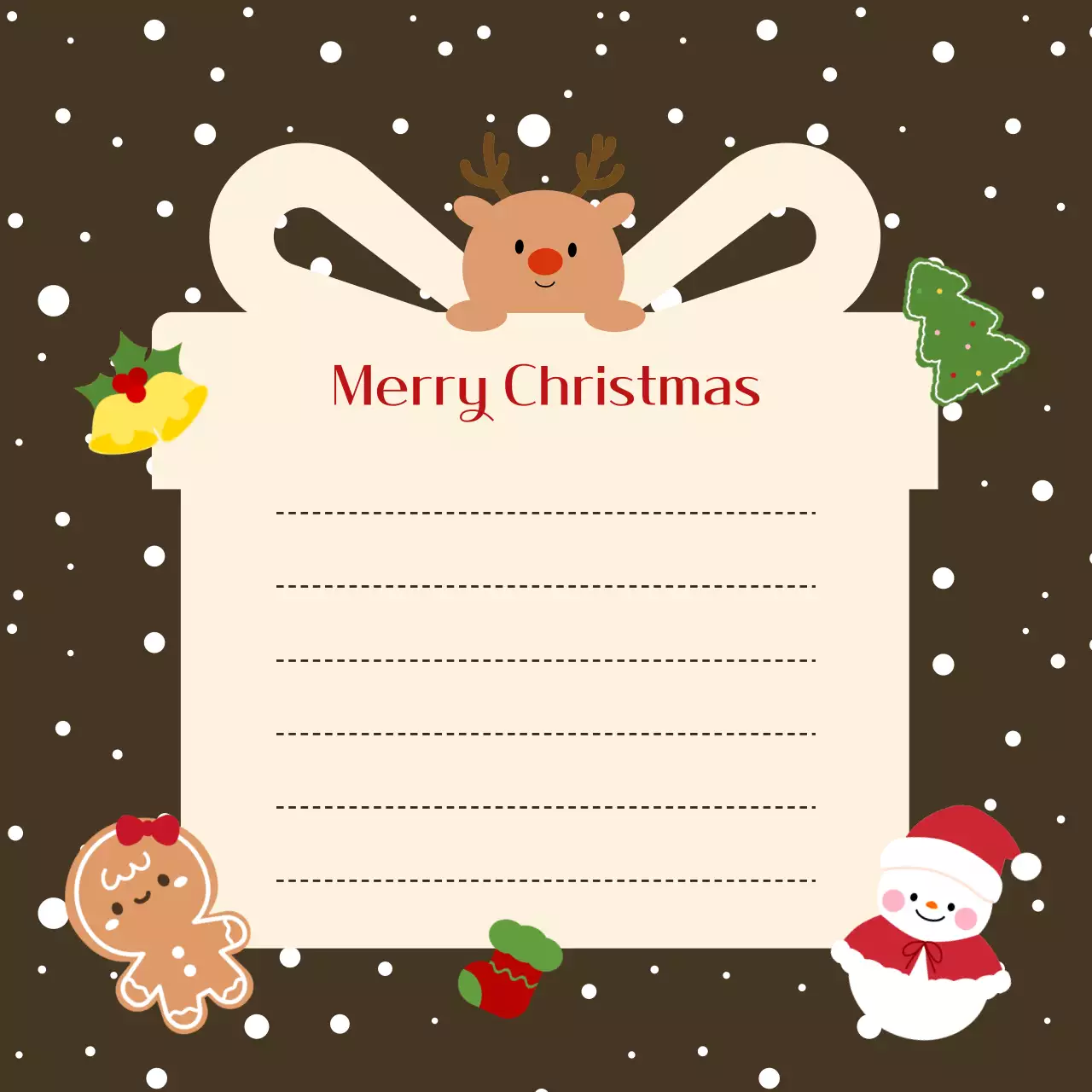 갈색 아기자기한 크리스마스 노트