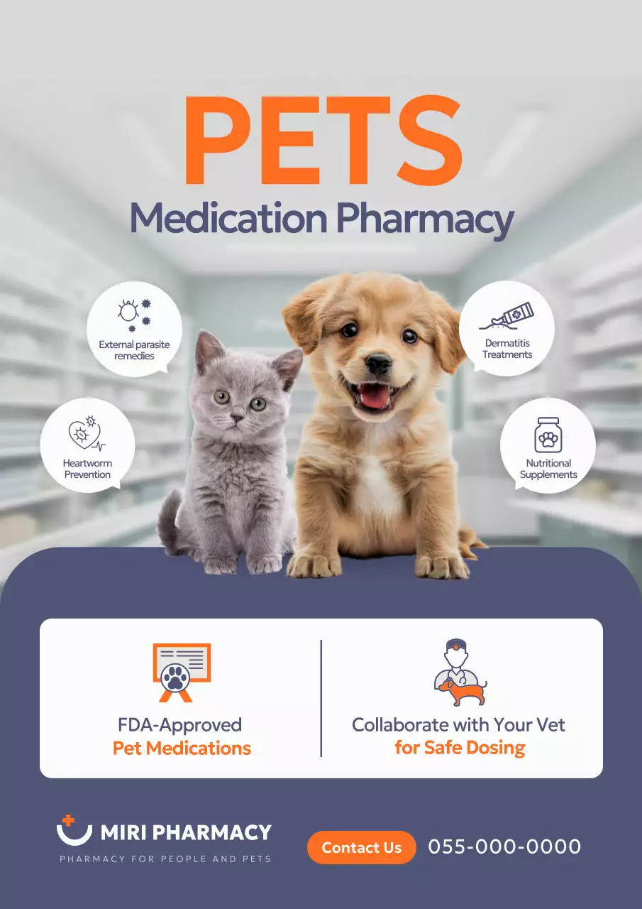 orange modern pet pharmacy advertisement